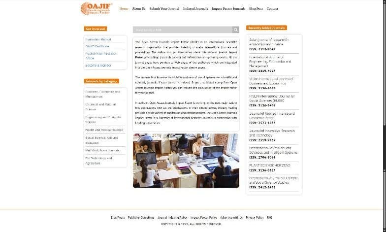 The OAJIF website we designed and built