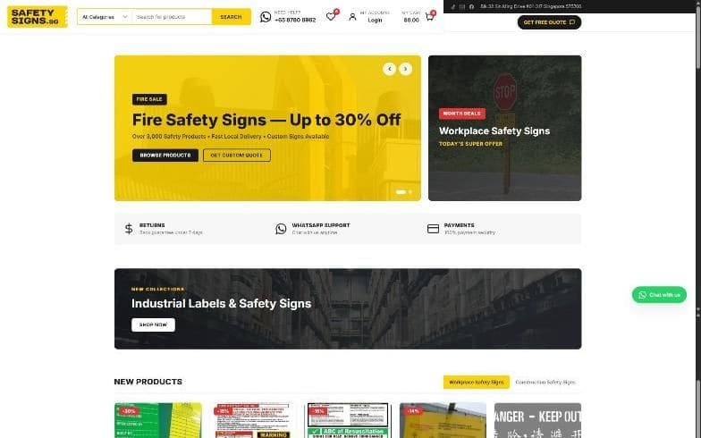 The SafetySigns website we designed and built